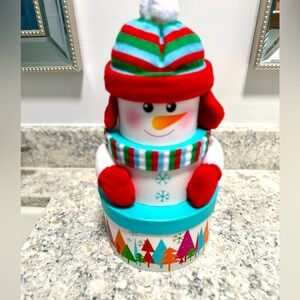 Mrs. Fields Snowman ⛄️ Stacking Box Set.  Knit details.  Collectible. X-Mas.